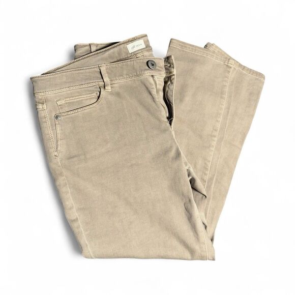 j jill Slim Fit Ankle Jeans Pants Soft Comfort Feel Khaki Size 12 Petite Stretch - Picture 1 of 6